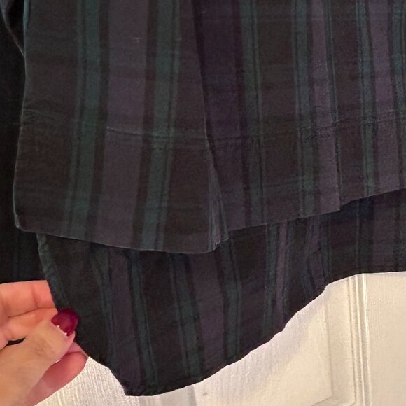 J Crew Funnel Neck Blouse with Festive Buttons in Blackwatch Plaid, Size 18 - Picture 7 of 7